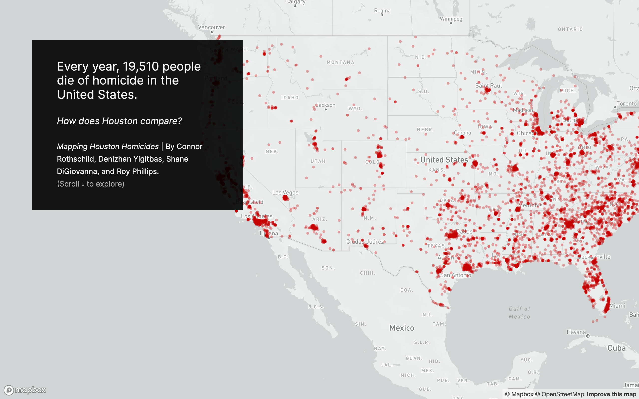 Project image for Mapping Houston Homicides