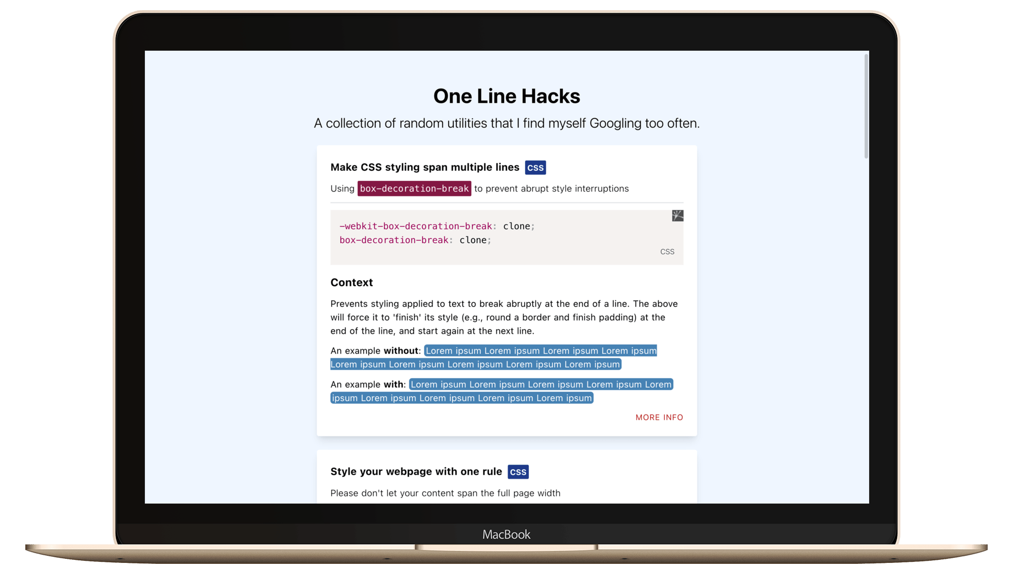 Project image for the project 'One Line Hacks'